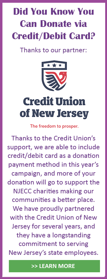 New! Donate via credit/debit card thanks to our partner CU of NJ